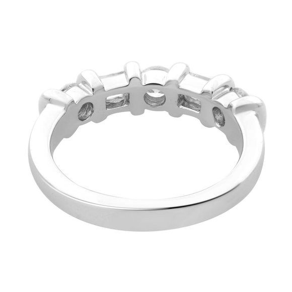 Rachel Koen Baguette Round Diamond Ring 14K White Gold 0.66cttw Size 5.5 - Picture 4 of 6